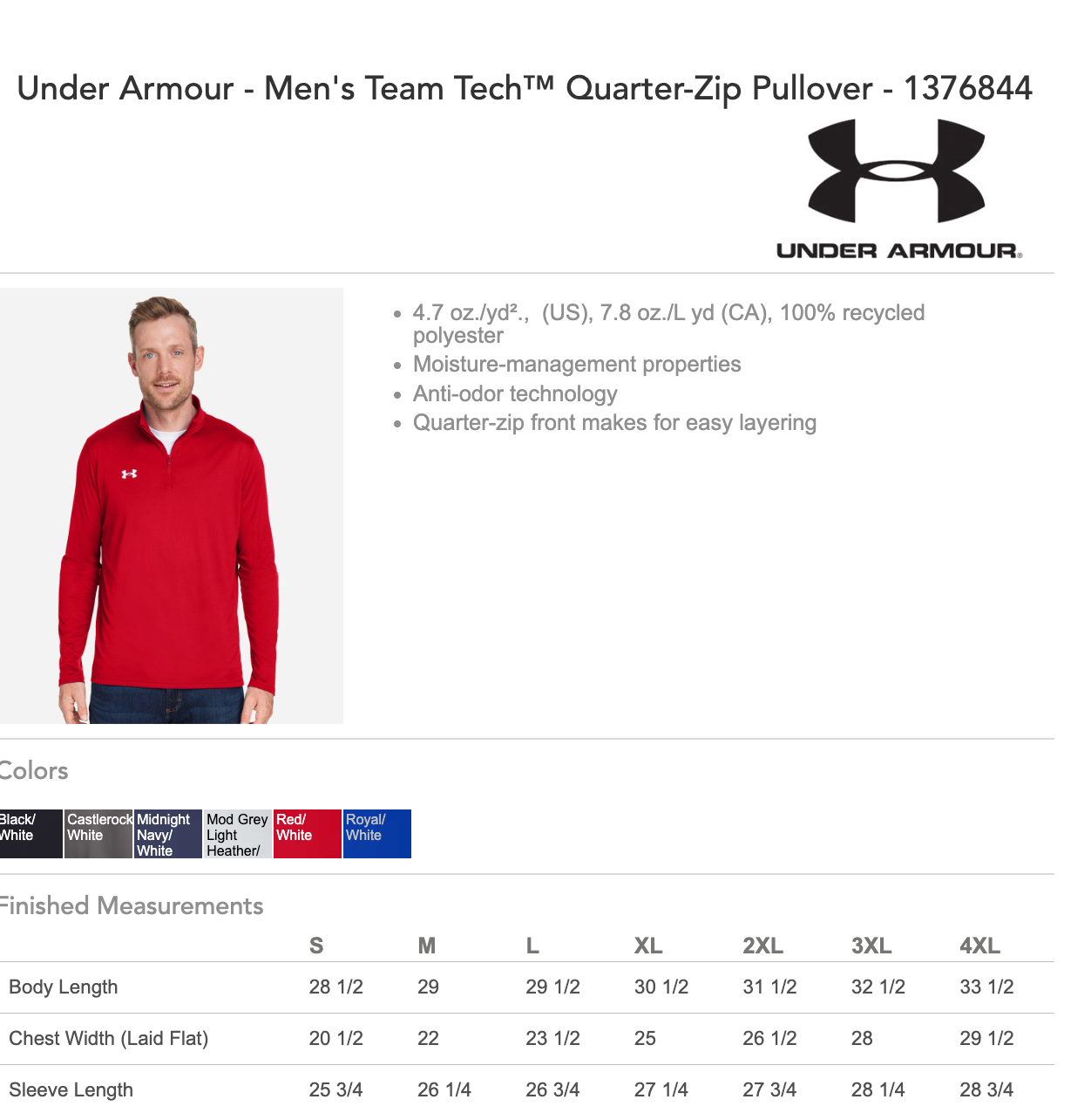 SGFAN - Under Armour Team Tech™ Quarter-Zip Pullover