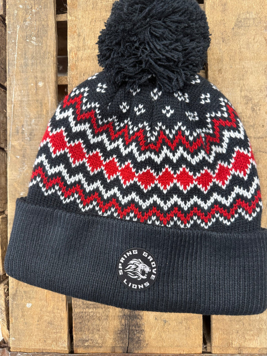 LIONS Leather Patch Alpine Pom Beanie