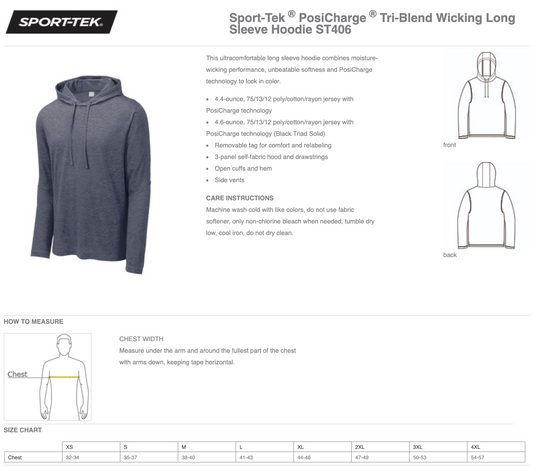 SG Volleyball - Tri-Blend Long Sleeve Lightweight Hoodie