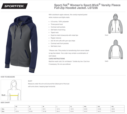 SGFAN - Women's Varsity Fleece Full-Zip Hooded Jacket