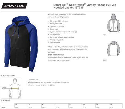 SGFAN - Varsity Fleece Full-Zip Hooded Jacket