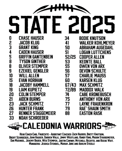 Caledonia Warriors - Section Champs Football Apparel